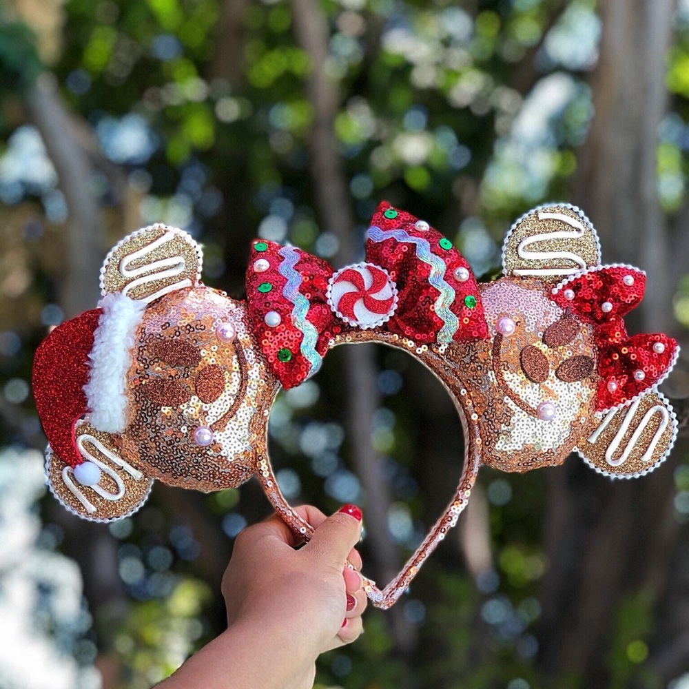 🎄🐭 Minnie + Mickey Mouse Christmas Holiday Sequin Ear Headband